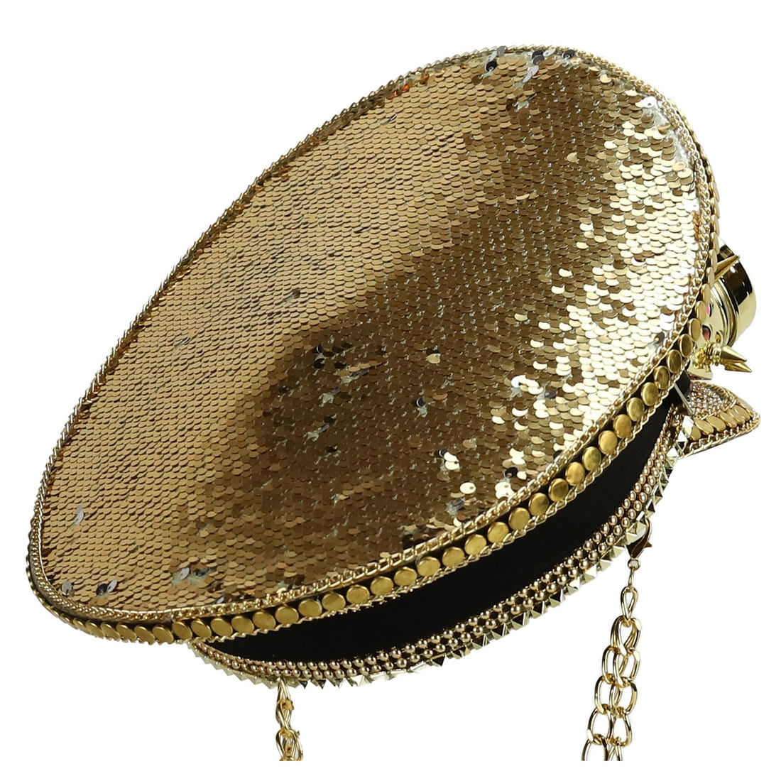 Trendy Apparel Shop Festival Party Sparkly Sequin Rhinestone Captain Hat