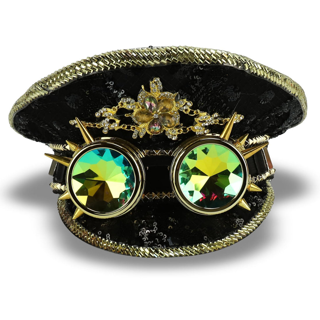 Trendy Apparel Shop Festival Party Sparkly Sequin Rhinestone Captain Hat