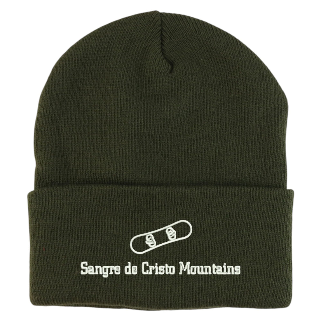 Trendy Apparel Shop Sangre de Cristo Mountains Snowboard Logo Embroidered Long Cuff Beanie