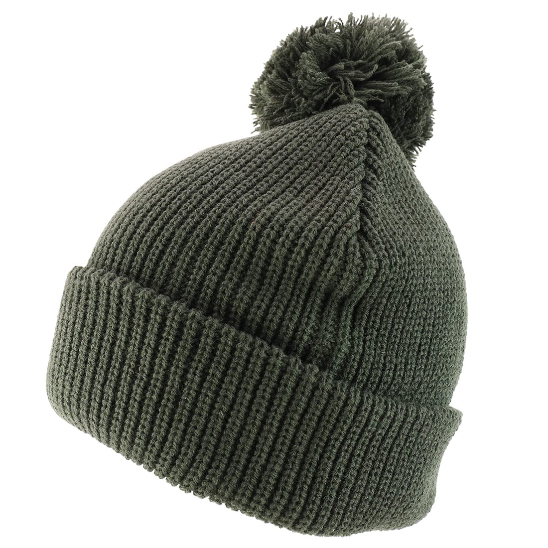 Trendy Apparel Shop XXL Oversized Solid Pom Pom Winter Ribbed Cuffed Beanie