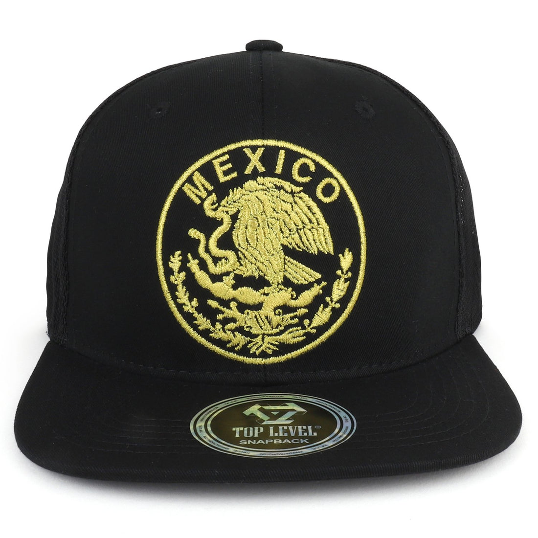 Trendy Apparel Shop City of Mexico Eagle Embroidered Flatbill Trucker Mesh Cap