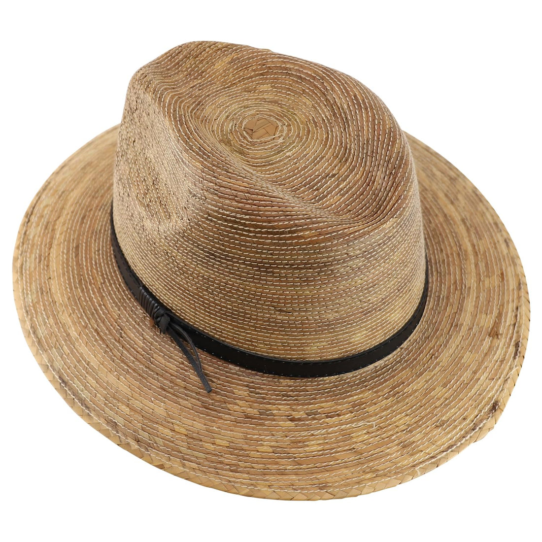 Trendy Apparel Shop Men's Plam Braid Fedora Hat with Leather Band