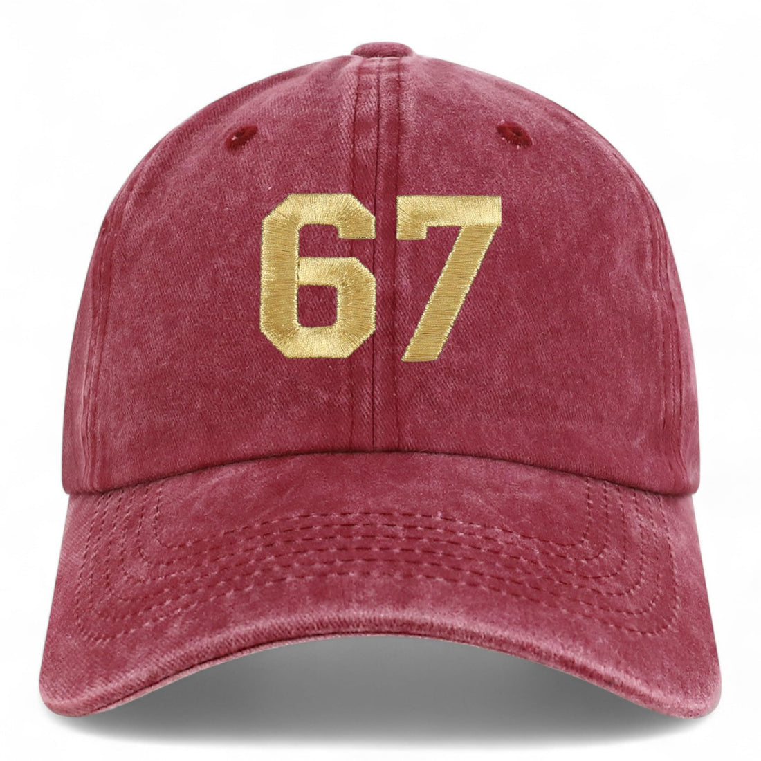 Trendy Apparel Shop Number 67 Gold Thread Embroidered Pigment Dyed Cotton Baseball Cap