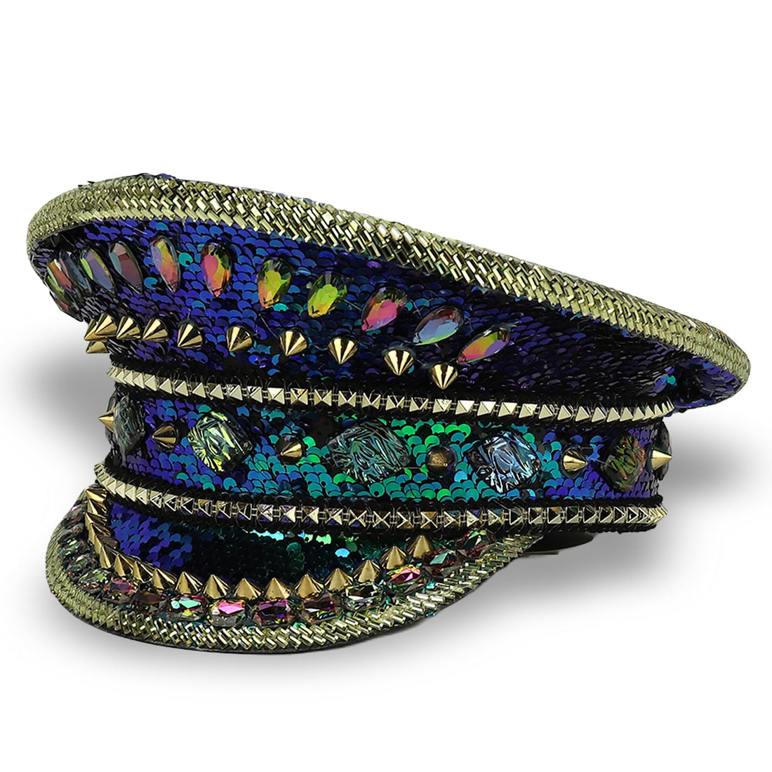 Trendy Apparel Shop Festival Party Sparkly Sequin Rhinestone Captain Hat