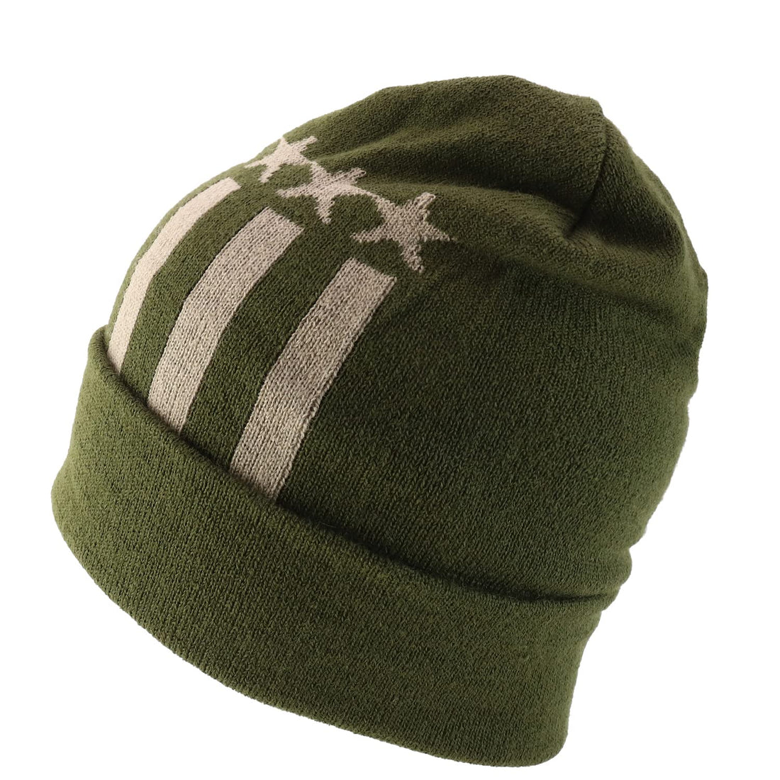 Trendy Apparel Shop Made in USA Patriotic Pattern Long Cuff Winter Beanie