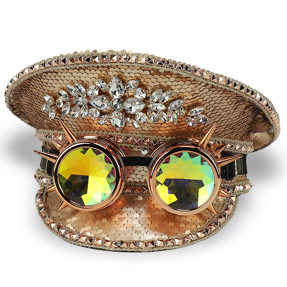 Trendy Apparel Shop Festival Party Sparkly Sequin Rhinestone Captain Hat