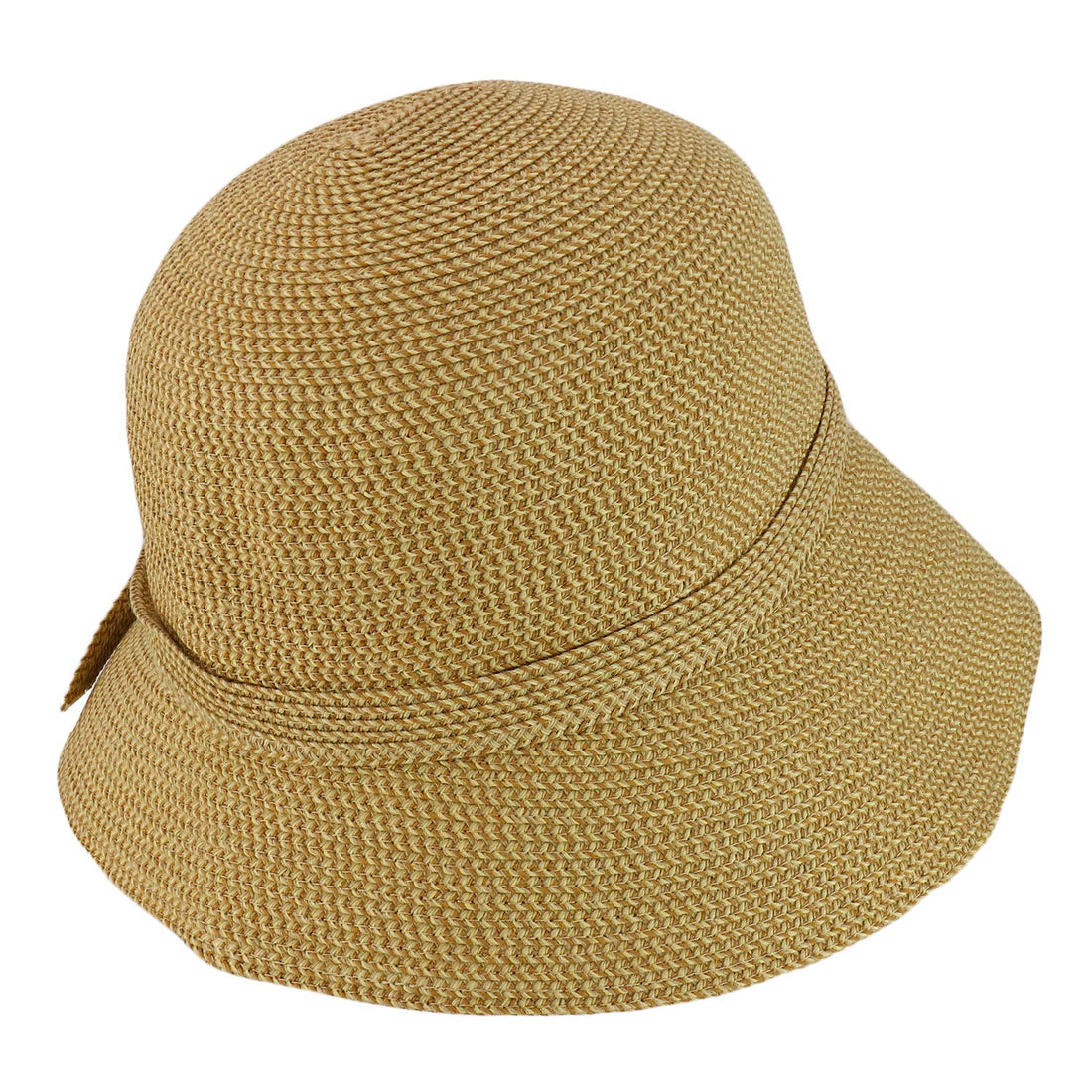 Trendy Apparel Shop Women's UPF 50+ Paper Braid Tweed Slanted Brim Cloche Hat