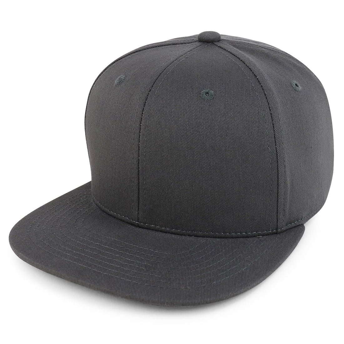 Trendy Apparel Shop 100% Cotton Plain Structured 6 Panels Flatbill Snapback Baseball Cap