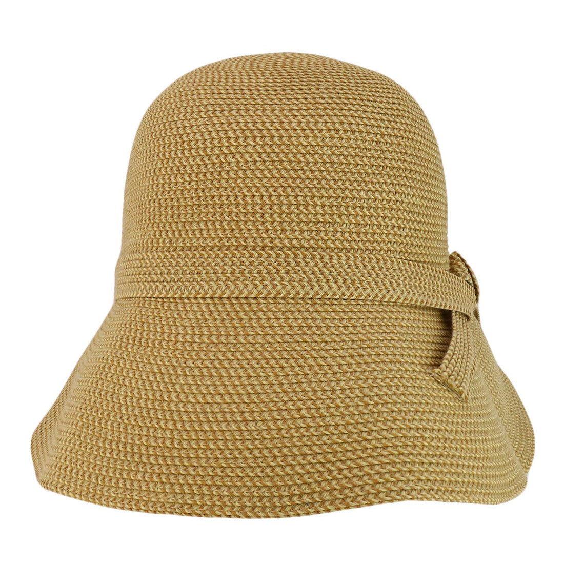 Trendy Apparel Shop Women's UPF 50+ Paper Braid Tweed Slanted Brim Cloche Hat