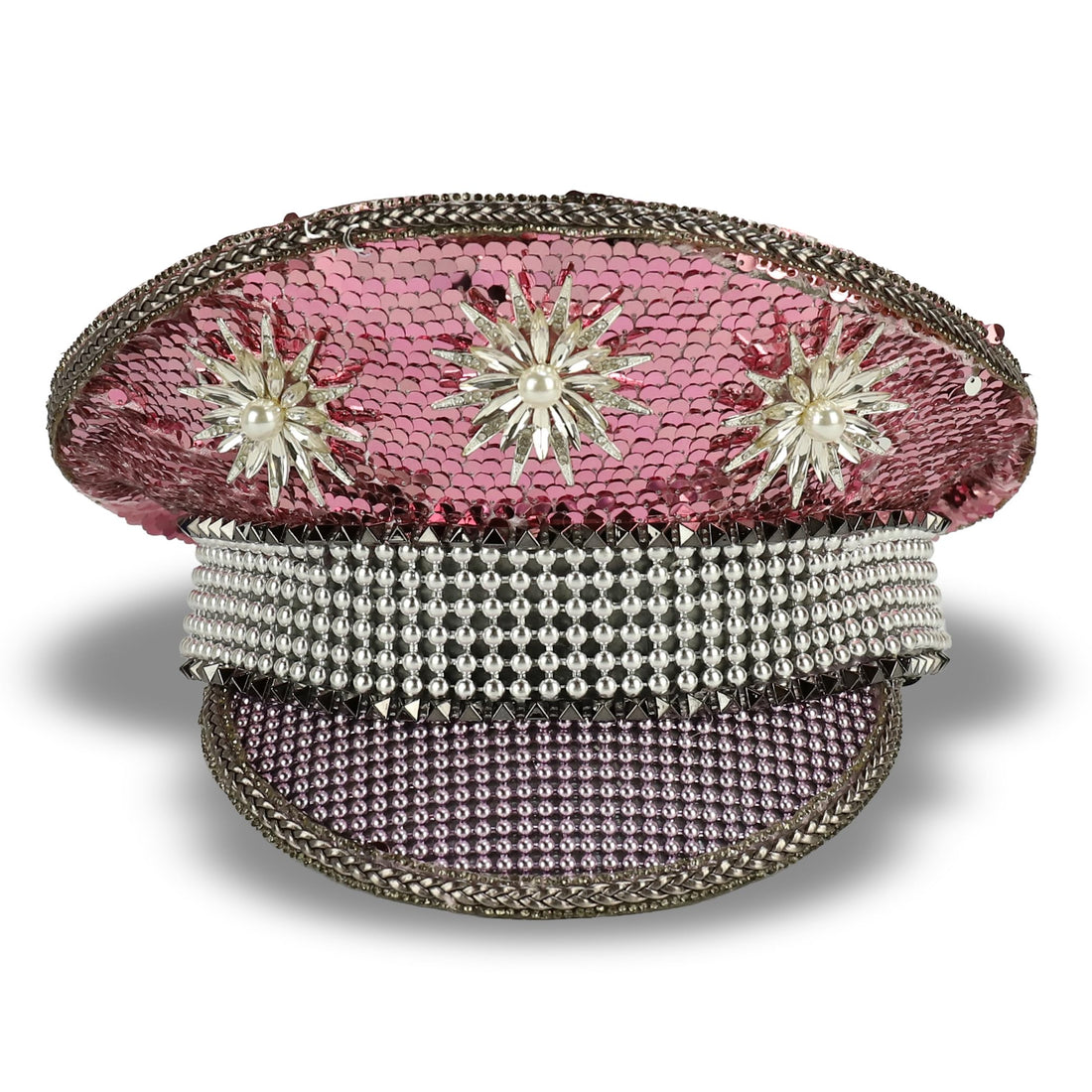 Trendy Apparel Shop Festival Party Sparkly Sequin Rhinestone Captain Hat