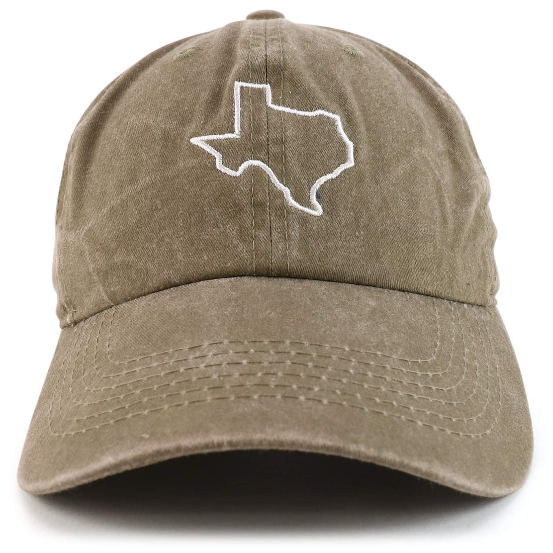 Trendy Apparel Shop Texas State Outline Embroidered Washed Cotton Adjustable Cap