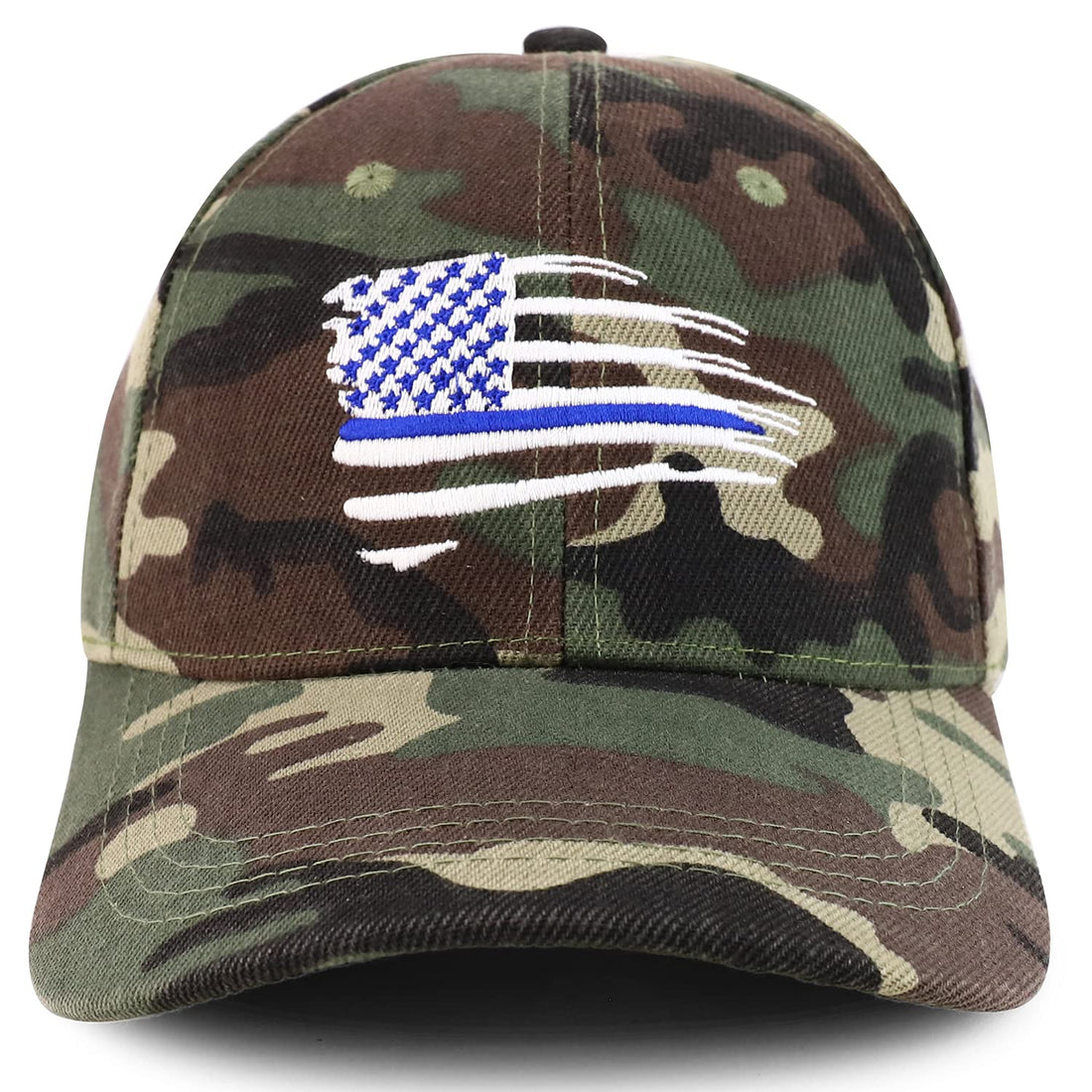 Trendy Apparel Shop Thin Blue Line Waving USA Flag WE Support Baseball Cap