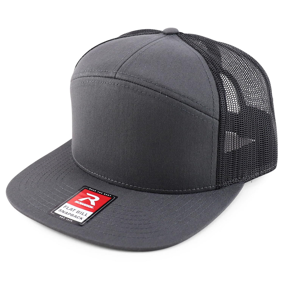 Trendy Apparel Shop Structured High Profile 7 Panel Flat Bill Mesh Back Snapback Cap