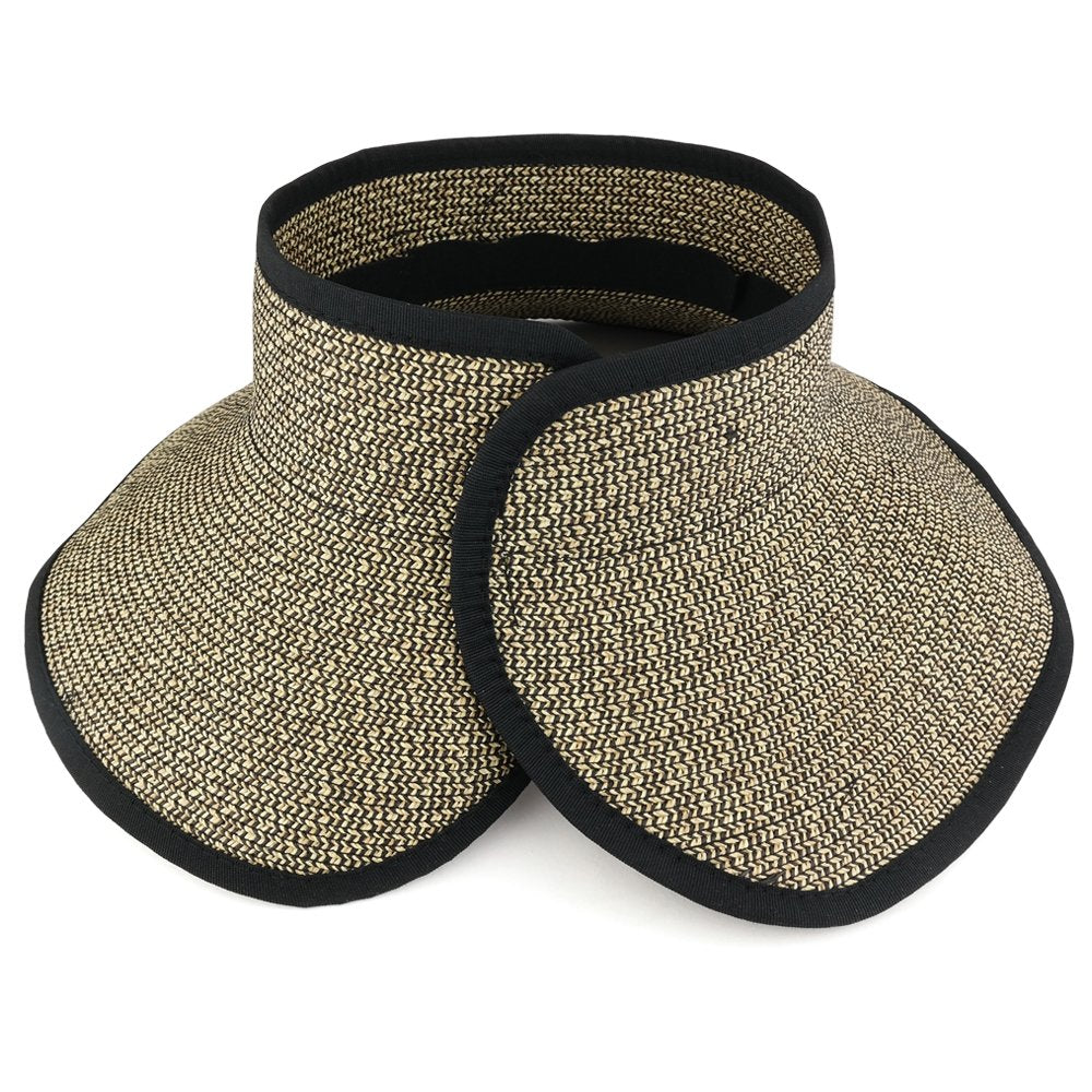 Trendy Apparel Shop Womens UPF 50+ Paper Braid Large Rolled Visor UV Protection Hat
