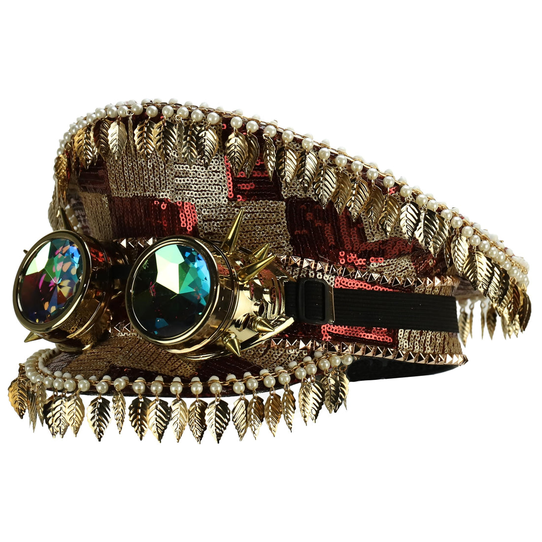 Trendy Apparel Shop Festival Party Sparkly Sequin Rhinestone Captain Hat