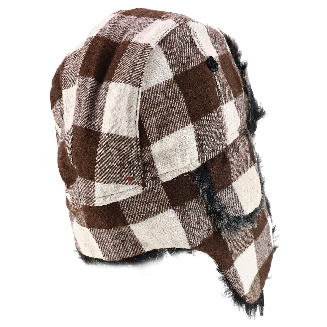 Trendy Apparel Shop Faux Fur Check Plaid Earflap Winter Trooper Hat