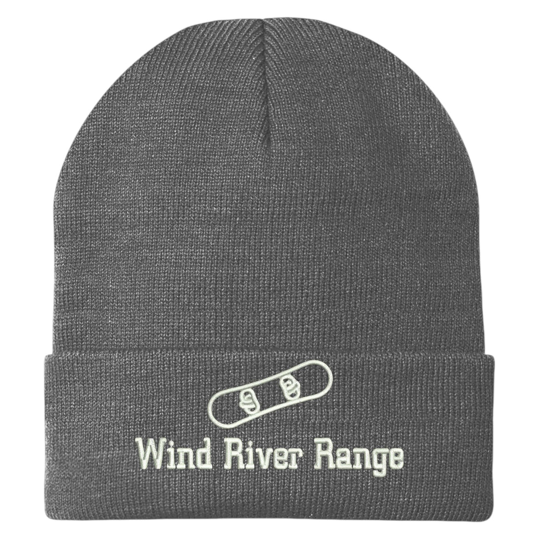 Trendy Apparel Shop Wind River Range Snowboard Logo Embroidered Long Cuff Beanie