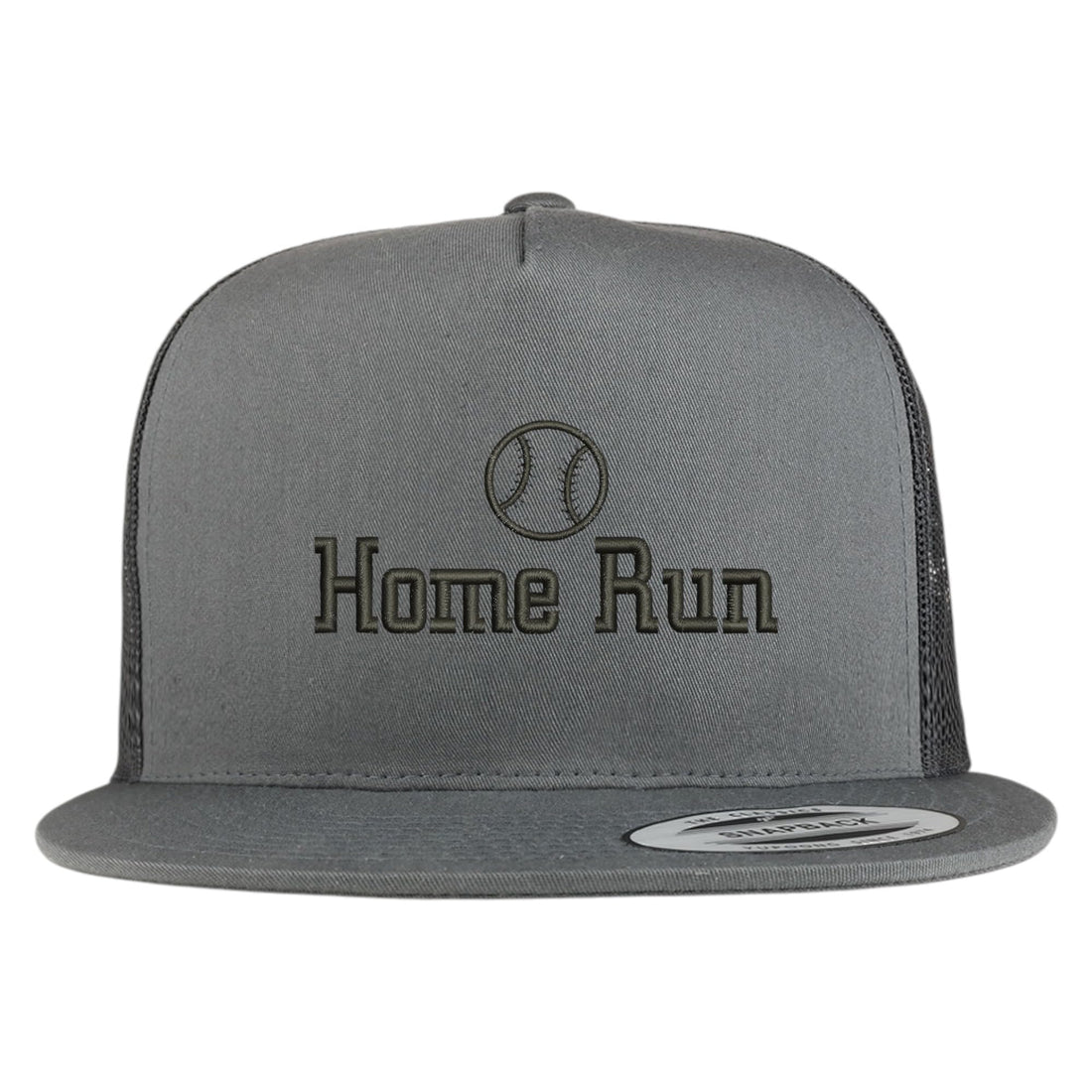 Trendy Apparel Shop Home Run Embroidered 5 Panel Flatbill Trucker Mesh Cap