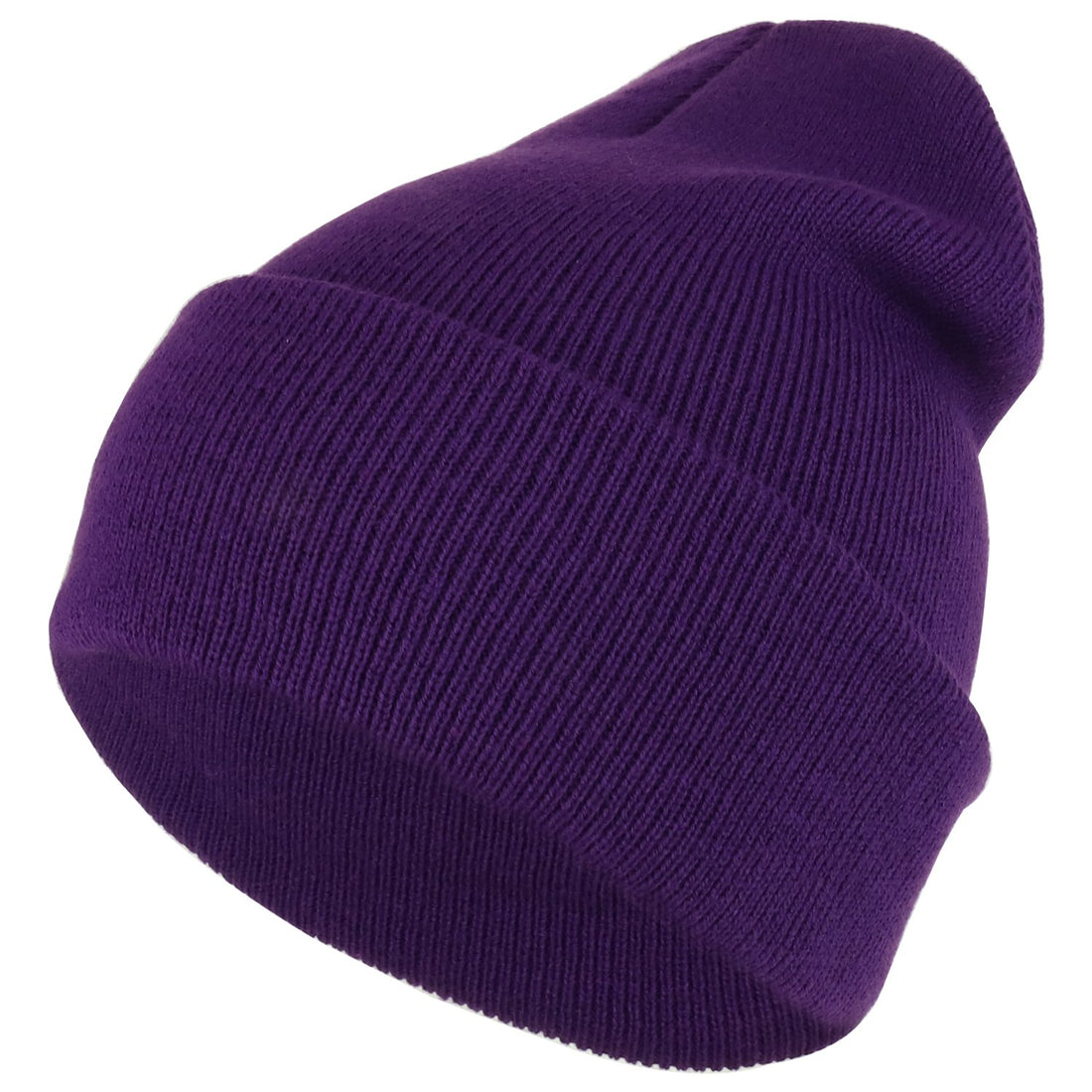 Trendy Apparel Shop Plain Long Cuff Winter Acrylic Beanie Cap