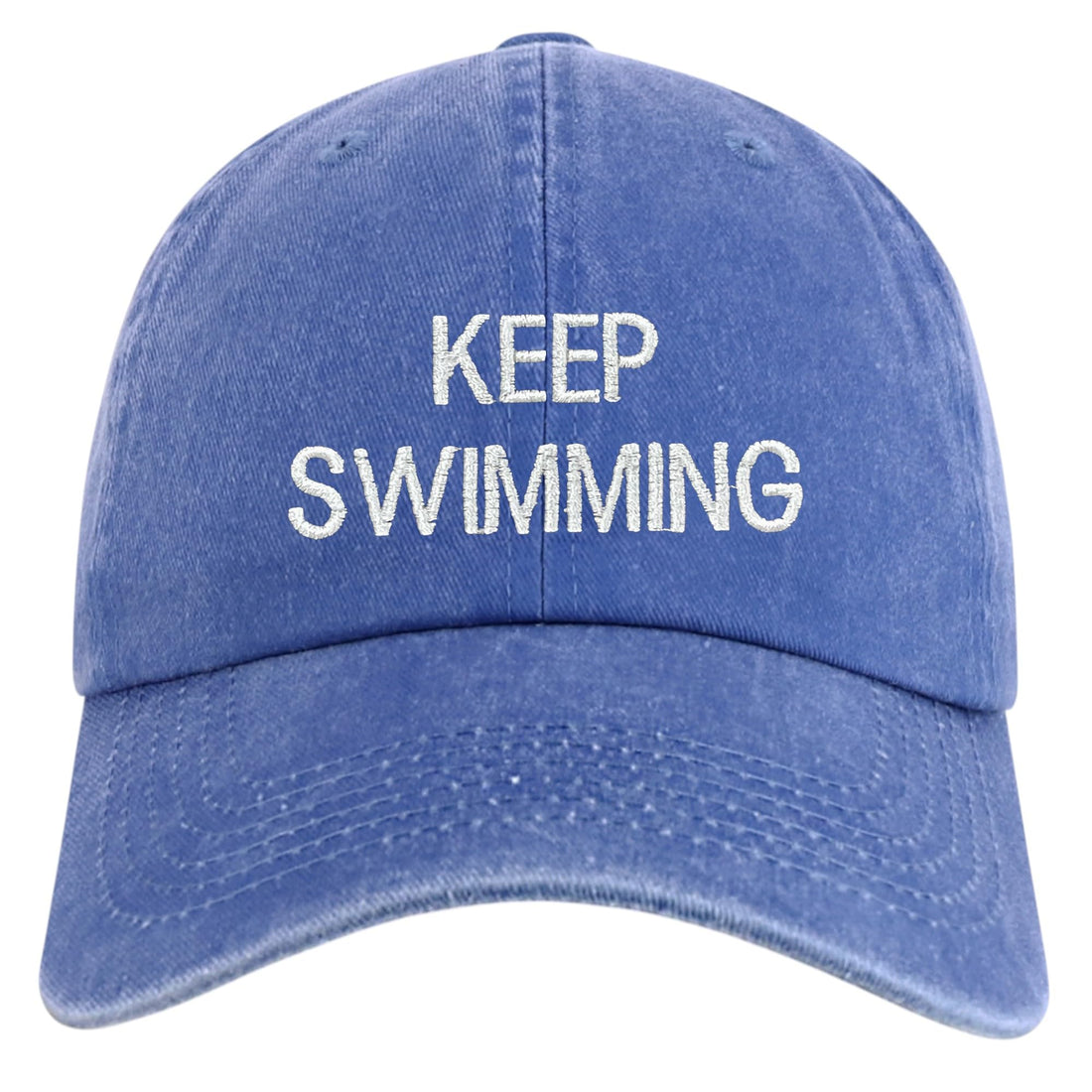 Trendy Apparel Shop Keep Swimming Embroidered Cotton Baseball Cap
