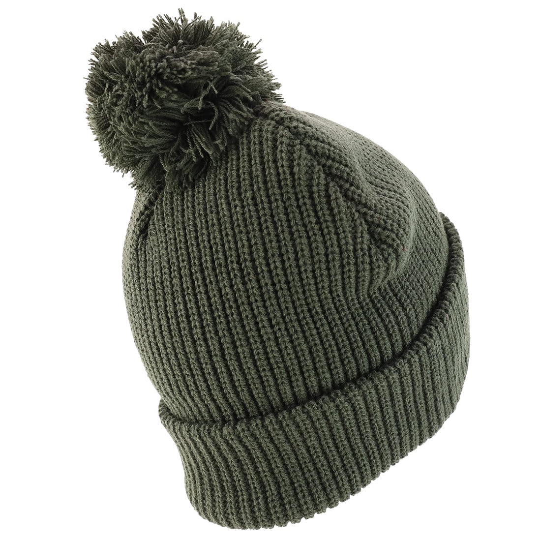 Trendy Apparel Shop XXL Oversized Solid Pom Pom Winter Ribbed Cuffed Beanie