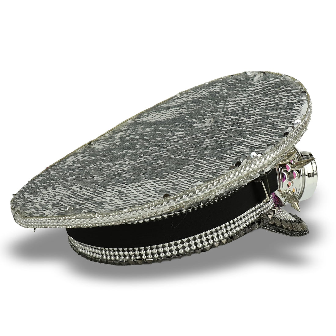 Trendy Apparel Shop Festival Party Sparkly Sequin Rhinestone Captain Hat
