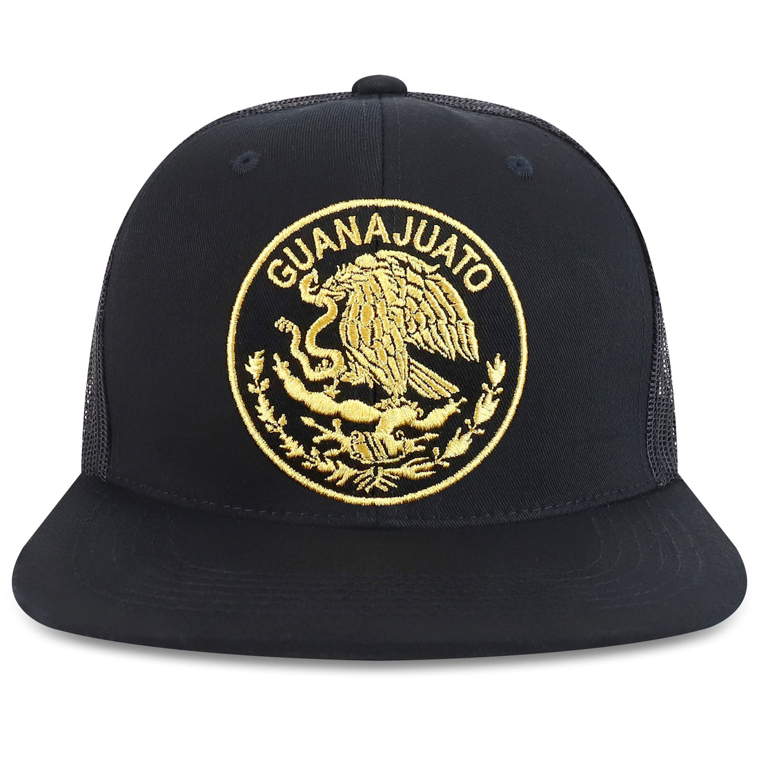 Trendy Apparel Shop Oversized XXL City of Mexico Eagle Embroidered Flat Bill Trucker Mesh Cap