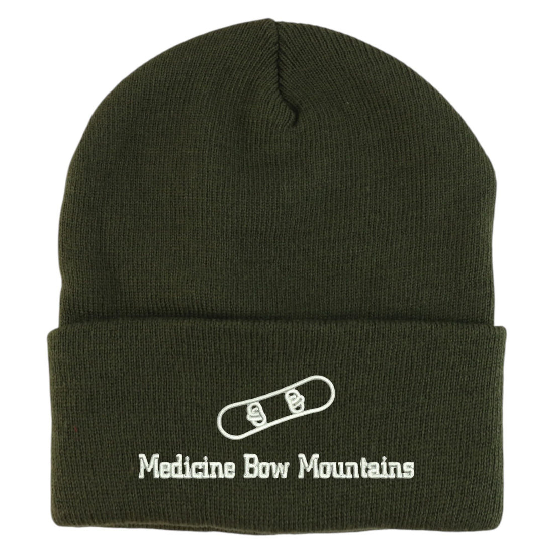 Trendy Apparel Shop Medicine Bow Mountains Snowboard Logo Embroidered Long Cuff Beanie