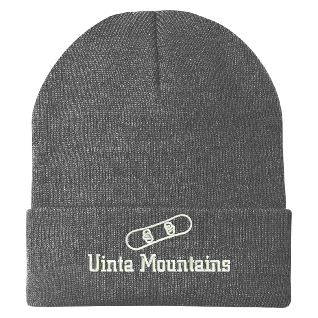 Trendy Apparel Shop Uinta Mountains Snowboard Logo Embroidered Long Cuff Beanie