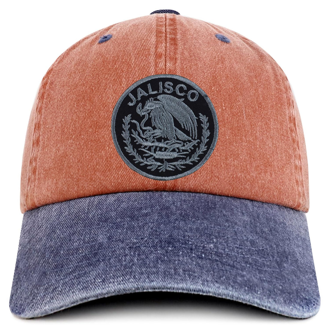 Trendy Apparel Shop Jalisco Mexico Charcoal Embroidered Patch Pigment Dyed Washed Baseball Cap