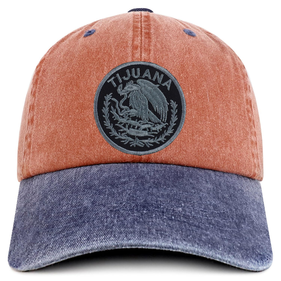 Trendy Apparel Shop Tijuana Mexico Charcoal Embroidered Patch Pigment Dyed Washed Baseball Cap