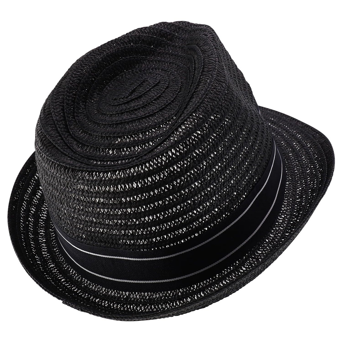 Trendy Apparel Shop Men's Paper Straw Woven Striped Band Stingy Fedora Hat