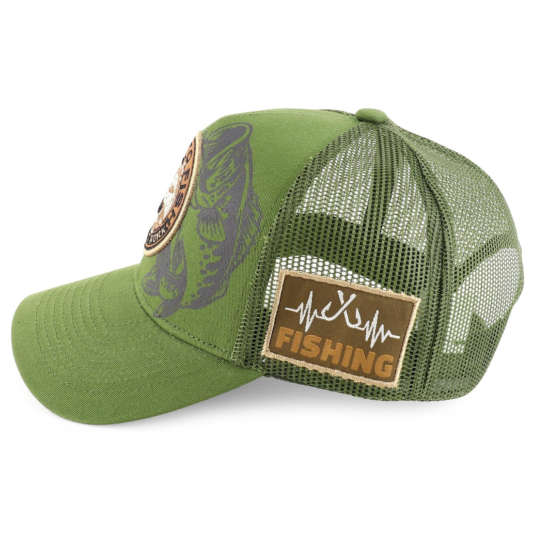 Trendy Apparel Shop Circular Born to Fish Forced to Work Bass Embroidered Trucker Cap