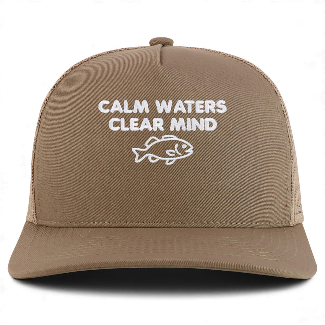 Trendy Apparel Shop Calm Waters Clear Mind Embroidered 5 Panel Snapback Trucker Cap