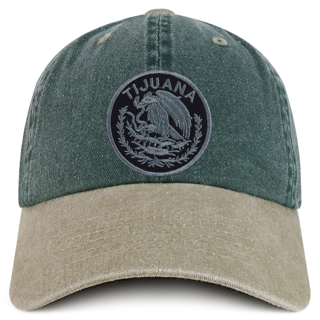 Trendy Apparel Shop Tijuana Mexico Charcoal Embroidered Patch Pigment Dyed Washed Baseball Cap