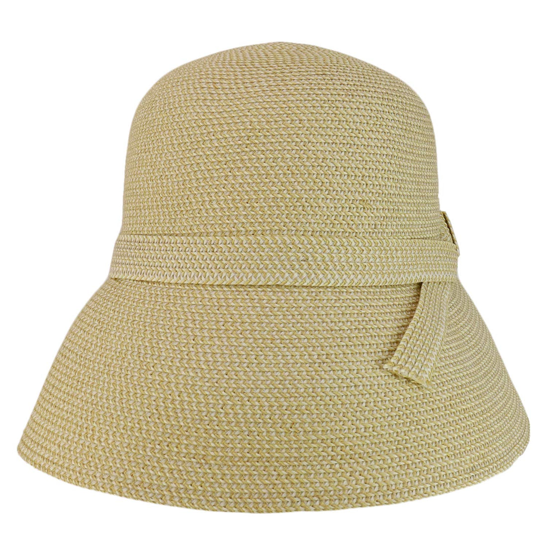 Trendy Apparel Shop Women's UPF 50+ Paper Braid Tweed Slanted Brim Cloche Hat