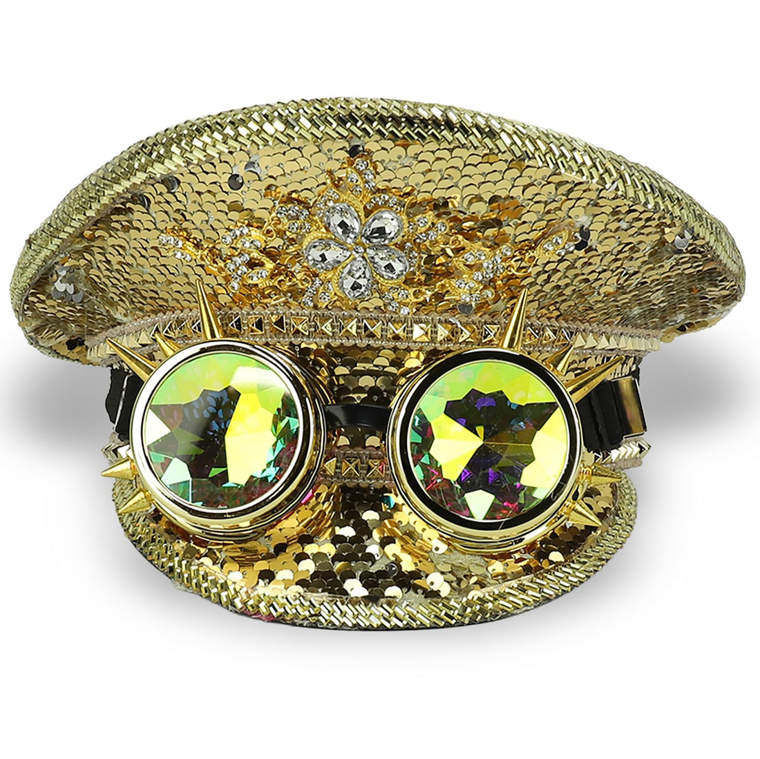Trendy Apparel Shop Festival Party Sparkly Sequin Rhinestone Captain Hat