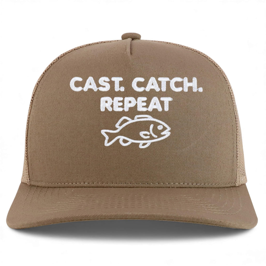 Trendy Apparel Shop Cast Catch Repeat Embroidered 5 Panel Snapback Trucker Cap