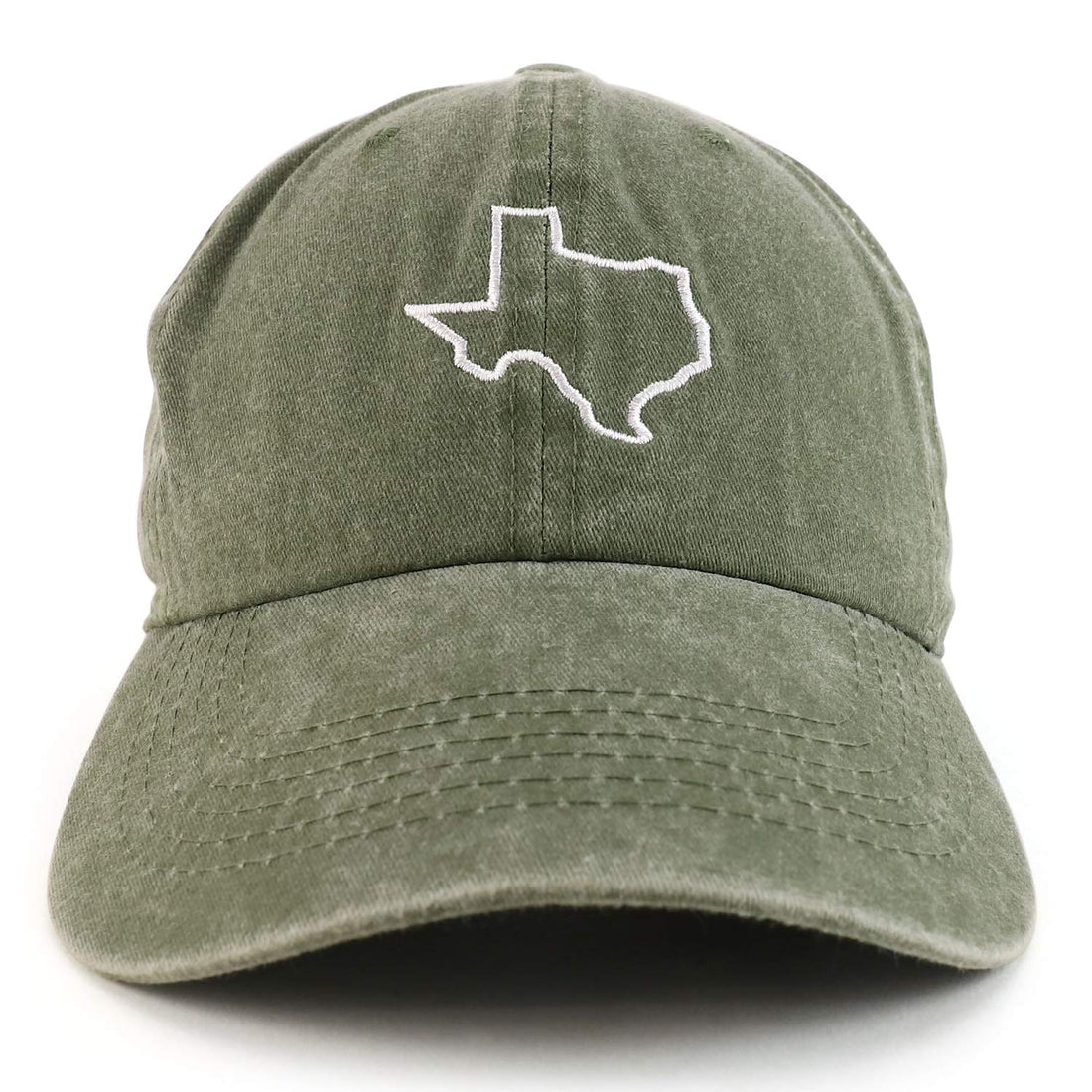 Trendy Apparel Shop Texas State Outline Embroidered Washed Cotton Adjustable Cap