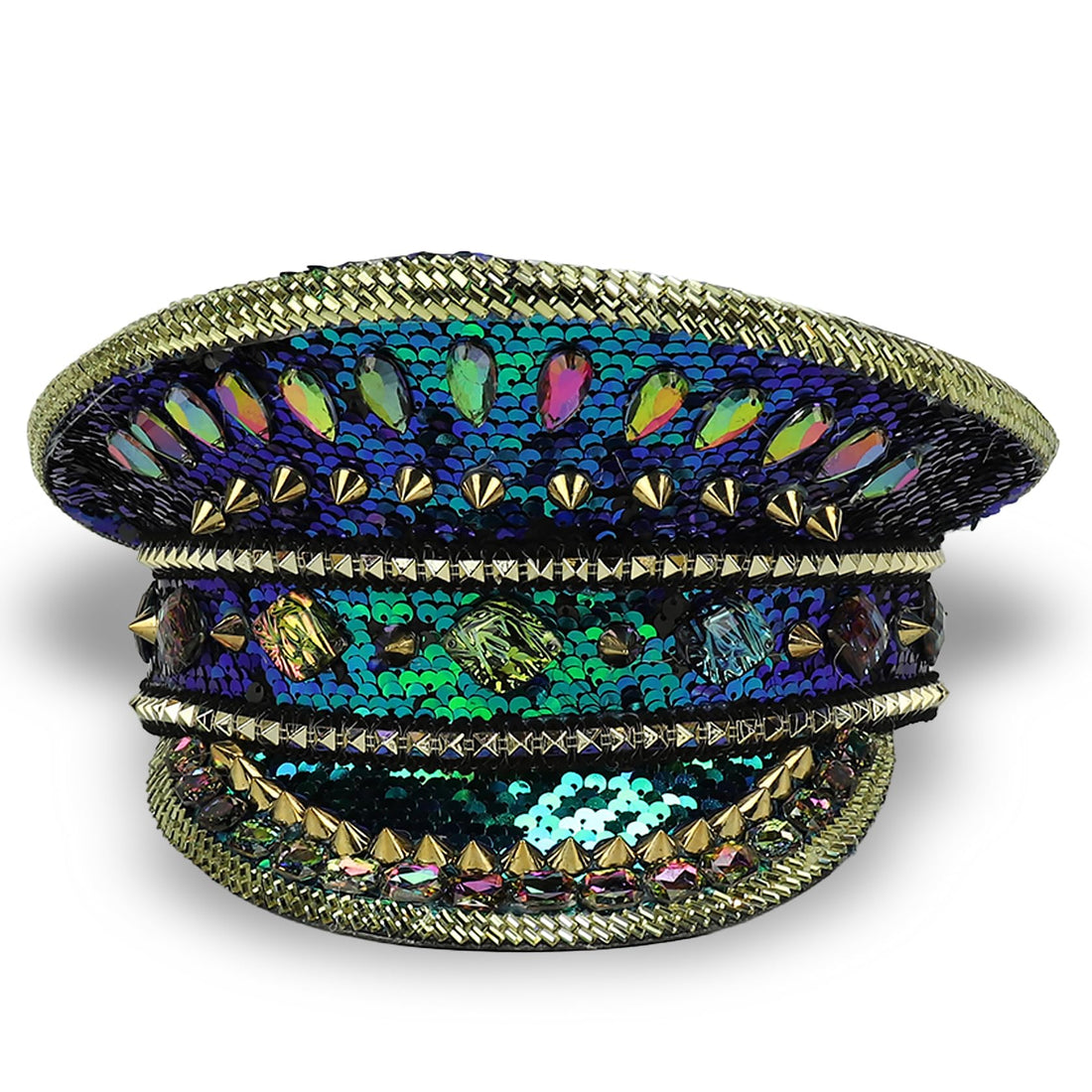 Trendy Apparel Shop Festival Party Sparkly Sequin Rhinestone Captain Hat