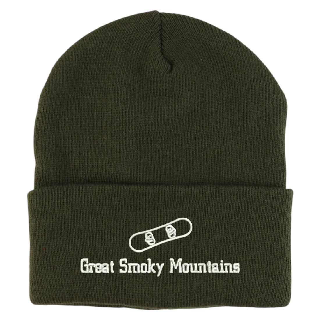 Trendy Apparel Shop Great Smoky Mountains Snowboard Logo Embroidered Long Cuff Beanie