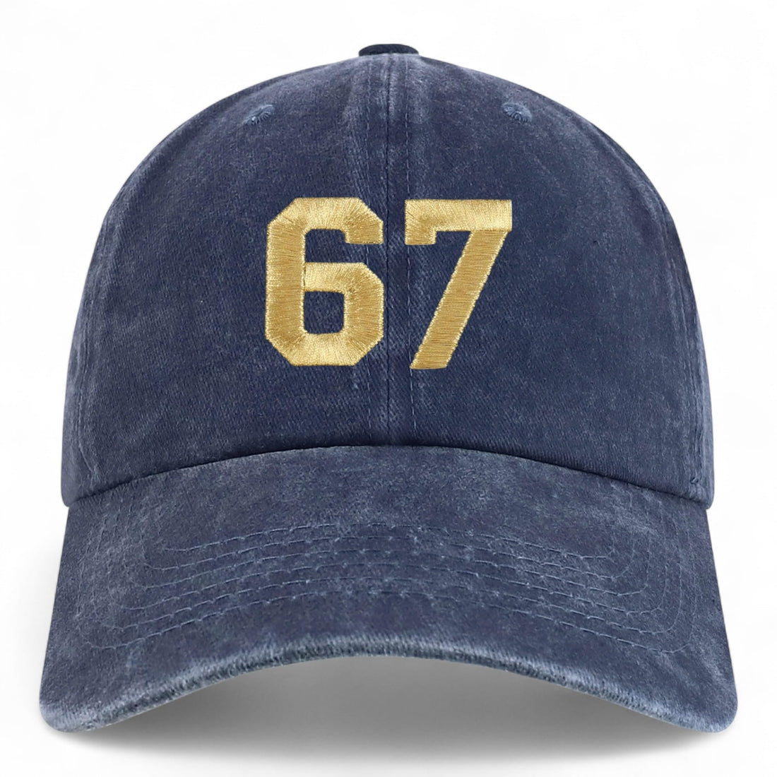 Trendy Apparel Shop Number 67 Gold Thread Embroidered Pigment Dyed Cotton Baseball Cap
