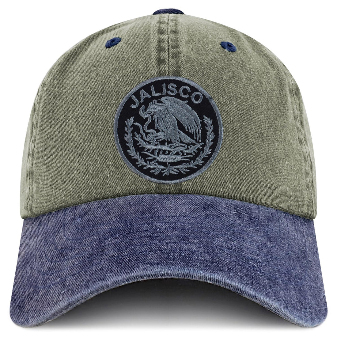 Trendy Apparel Shop Jalisco Mexico Charcoal Embroidered Patch Pigment Dyed Washed Baseball Cap