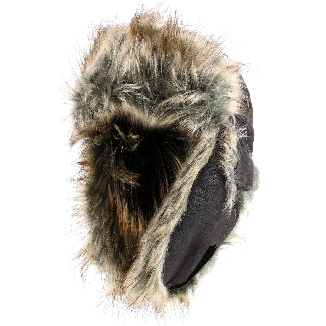 Trendy Apparel Shop Men's Fur Lined Faux Leather Winter Trooper Hat