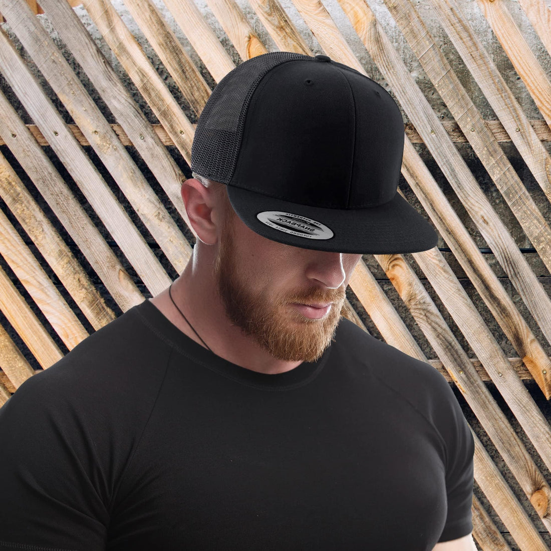 Trendy Apparel Shop Oversize XXL Structured Blank 5 Panel Flatbill Snapback Mesh Cap - Black - 4XL