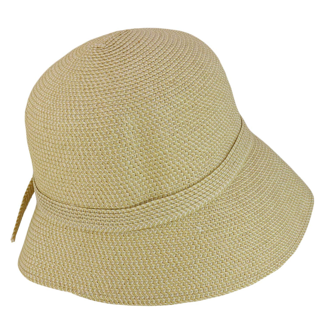 Trendy Apparel Shop Women's UPF 50+ Paper Braid Tweed Slanted Brim Cloche Hat