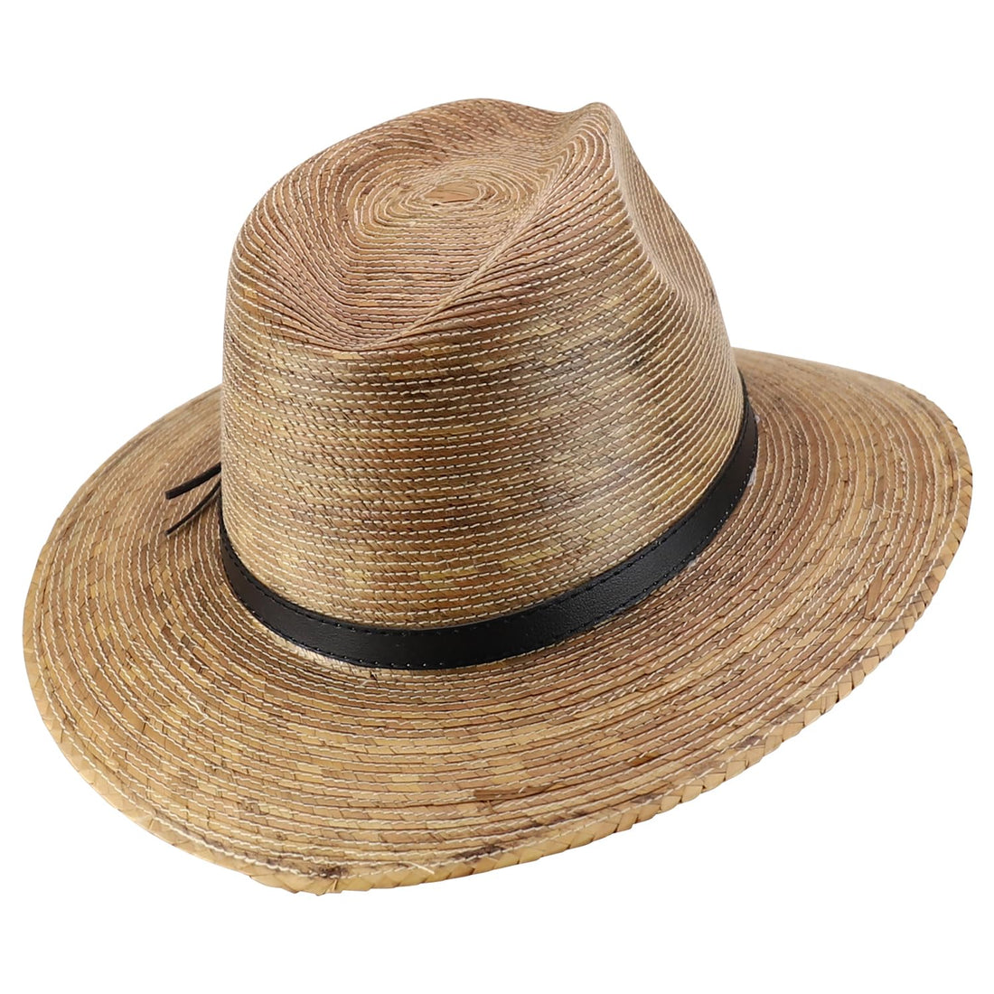 Trendy Apparel Shop Men's Plam Braid Fedora Hat with Leather Band