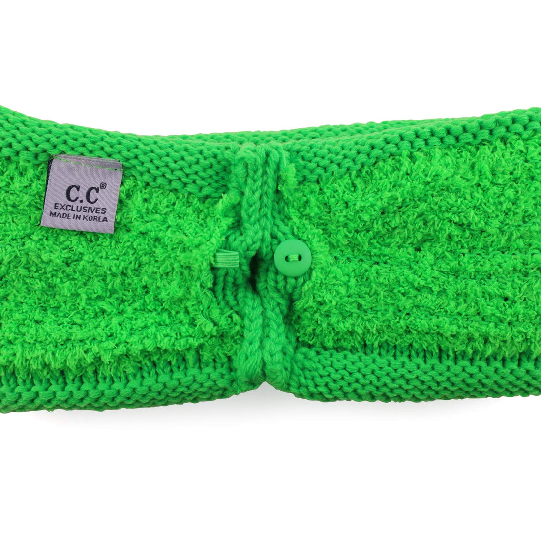 Trendy Apparel Shop Women's Solid Ribbed Knit Ponytail Button Headband