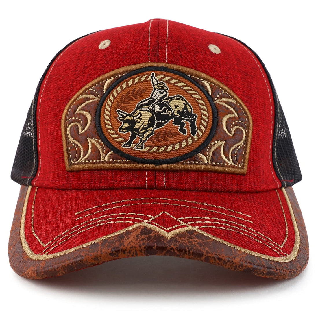 Trendy Apparel Shop Rodeo Leather Patch Trucker Snapback Ball Cap