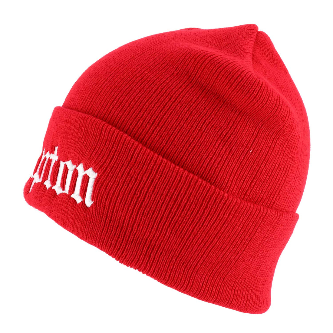 Trendy Apparel Shop Compton Old English Font Embroidered Long Cuff Beanie